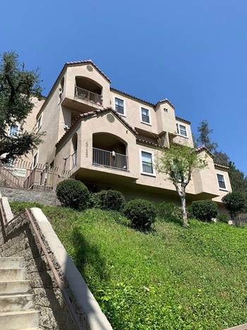 Exterior hillside view of Glenmary at Harvard Yard and Glenmary Apartments in Los Angeles CA